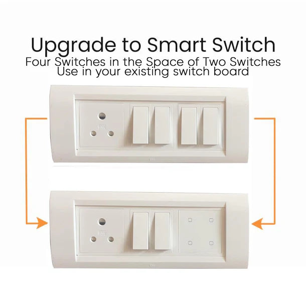 iBotz SW4 Wi-Fi Smart Modular 4 Gang Touch Switch for Home automation, Energy Monitoring, Remote Control | Suitable for fans, lights & 10A socket | Works with Alexa, Google Assistance & Siri (White)