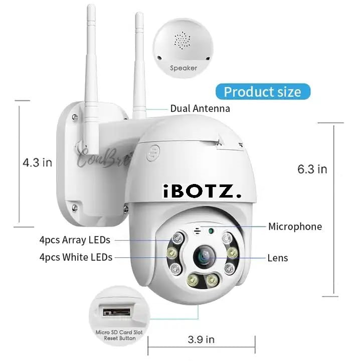 Ibotz UltraXR 2MP Outdoor Smart WiFi Wireless IP CCTV Security Camera | Colored Night Vision | 2-Way Audio | Motion Track | Cruise Mode | Support 128 GB Micro SD Card Slot