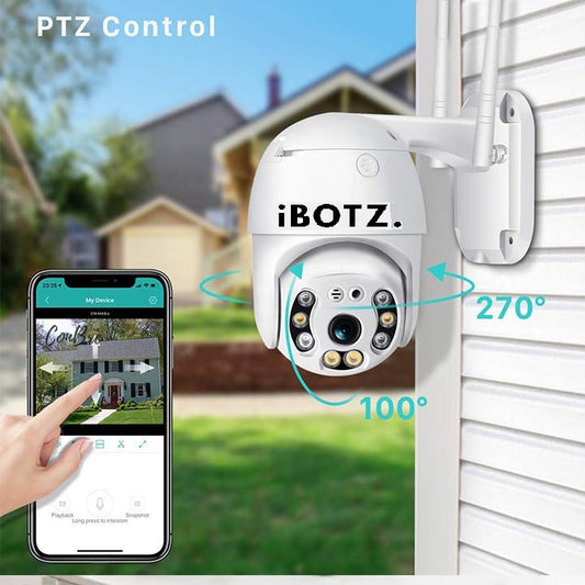 Ibotz UltraXR 2MP Outdoor Smart WiFi Wireless IP CCTV Security Camera | Colored Night Vision | 2-Way Audio | Motion Track | Cruise Mode | Support 128 GB Micro SD Card Slot