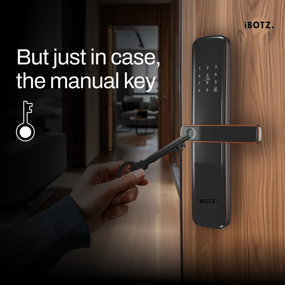 Ibotz SL101 Smart Door Lock | 6 Ways Unlocking | Fingerprint | PIN | Remote OTP | NFC Card | Mobile App | Key | 2 Stainless Steel Bolt | 2 Year Warranty