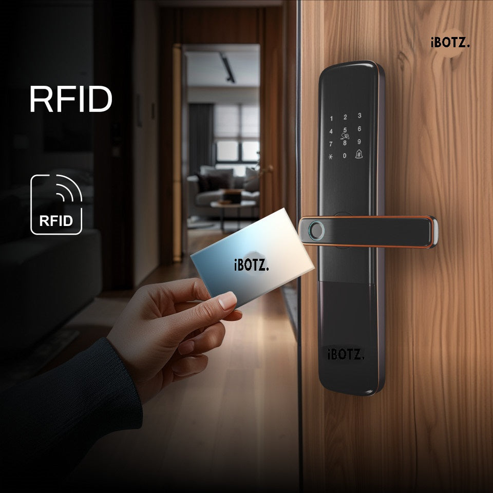 Ibotz SL101 Smart Door Lock | 6 Ways Unlocking | Fingerprint | PIN | Remote OTP | NFC Card | Mobile App | Key | 2 Stainless Steel Bolt | 2 Year Warranty
