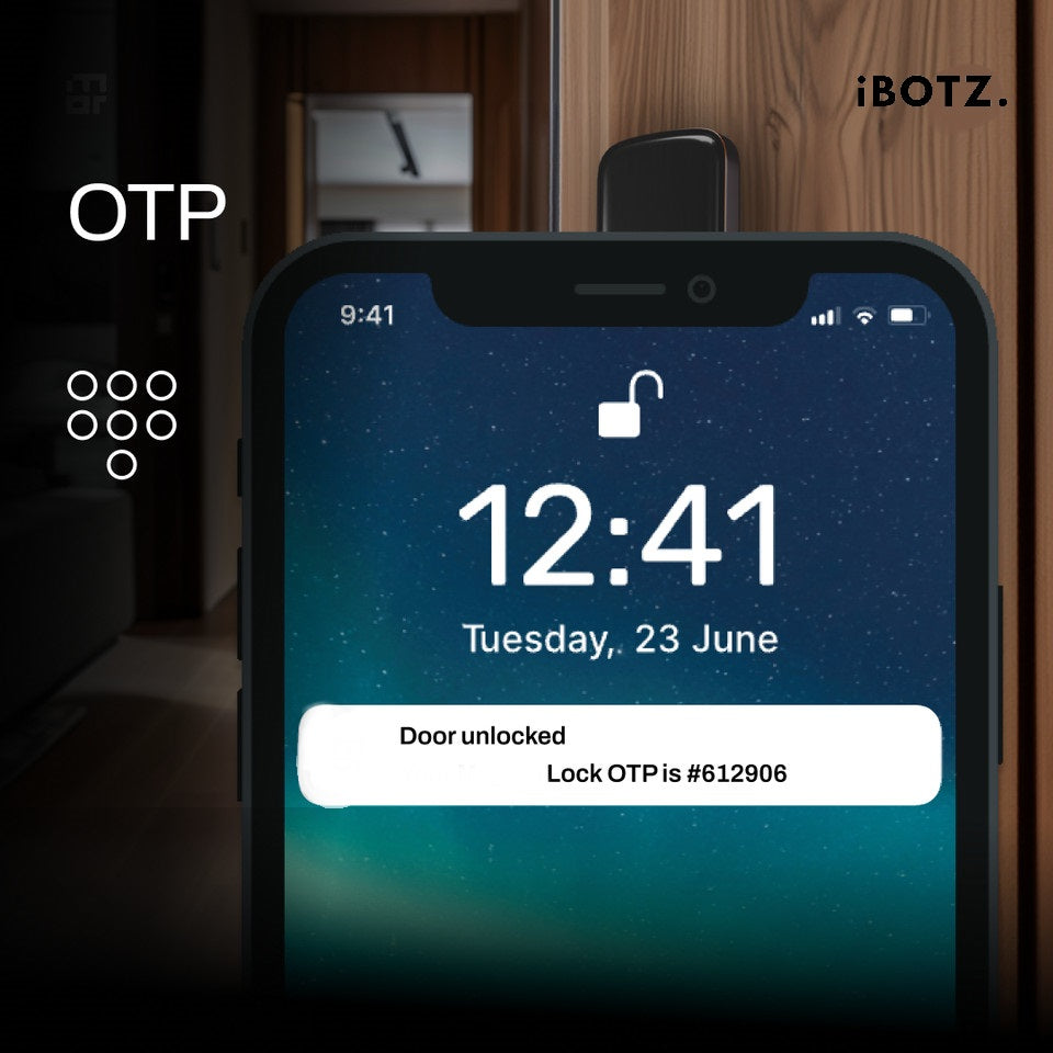 Ibotz SL101 Smart Door Lock | 6 Ways Unlocking | Fingerprint | PIN | Remote OTP | NFC Card | Mobile App | Key | 2 Stainless Steel Bolt | 2 Year Warranty