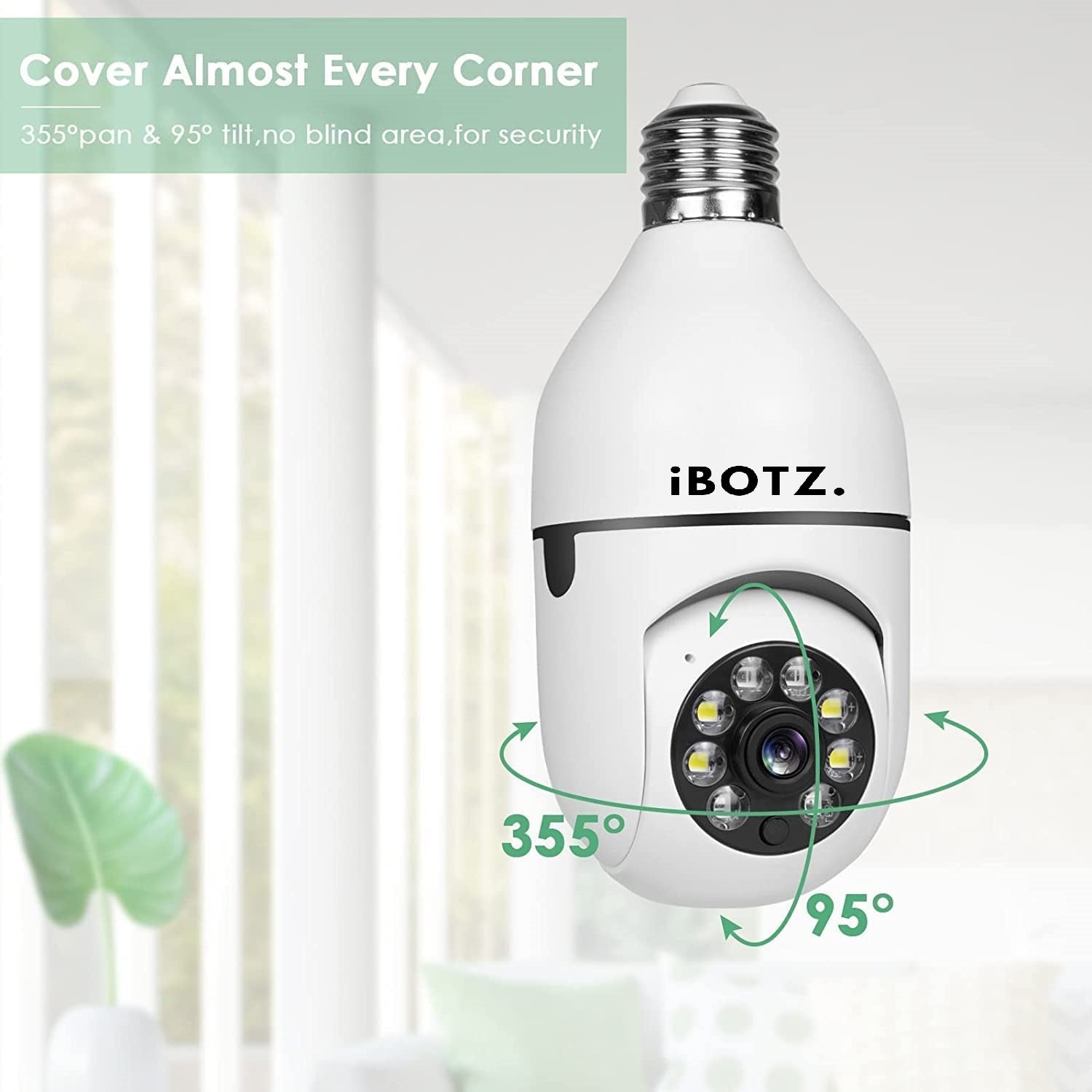 Ibotz Wi-Fi CCTV Camera 1080p Wireless PTZ Bulb Shape Indoor 360° Smart Home Security Camera. (Light Bulb Camera) (GK)