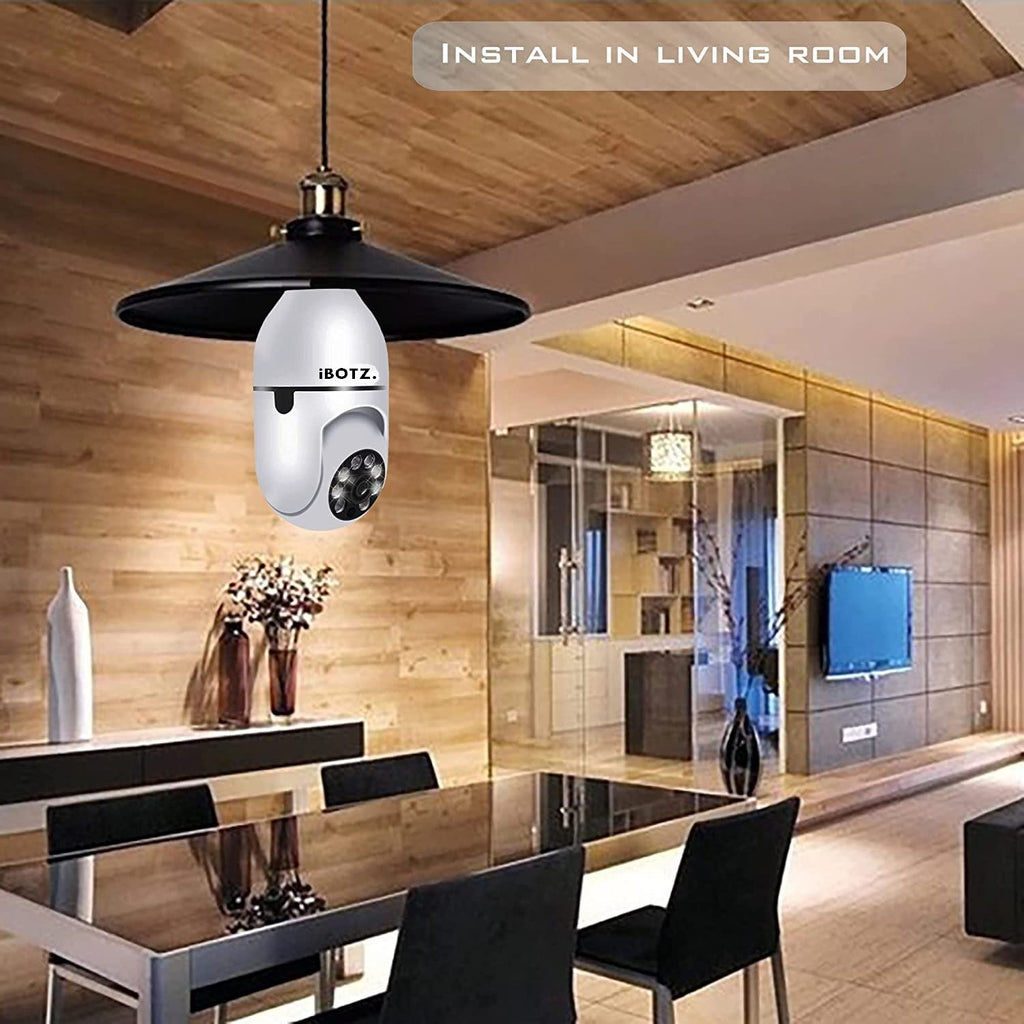 Ibotz Wi-Fi CCTV Camera 1080p Wireless PTZ Bulb Shape Indoor 360° Smart Home Security Camera. (Light Bulb Camera) (GK)