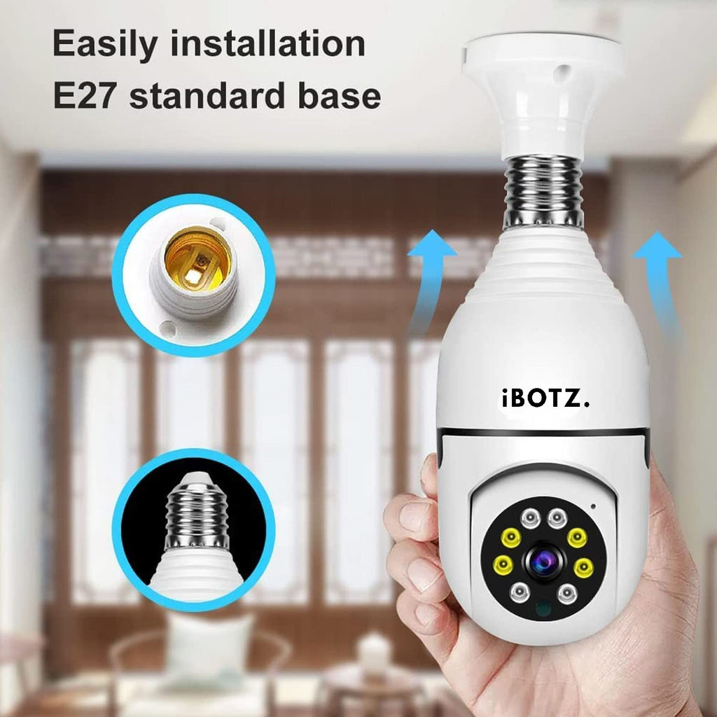 Ibotz Wi-Fi CCTV Camera 1080p Wireless PTZ Bulb Shape Indoor 360° Smart Home Security Camera. (Light Bulb Camera) (GK)