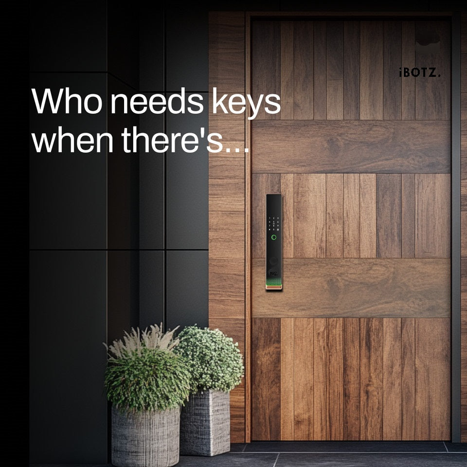Ibotz SL101 Smart Door Lock | 6 Ways Unlocking | Fingerprint | PIN | Remote OTP | NFC Card | Mobile App | Key | 2 Stainless Steel Bolt | 2 Year Warranty
