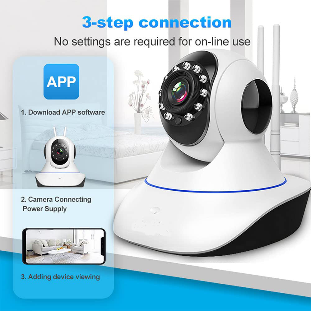 Ibotz {Upgraded} Double Antenna l HD Smart WiFi Wireless IP CCTV Security Camera | Night Vision | 2-Way Audio | Support 64 GB Micro SD Card Slot(DA-Camera)