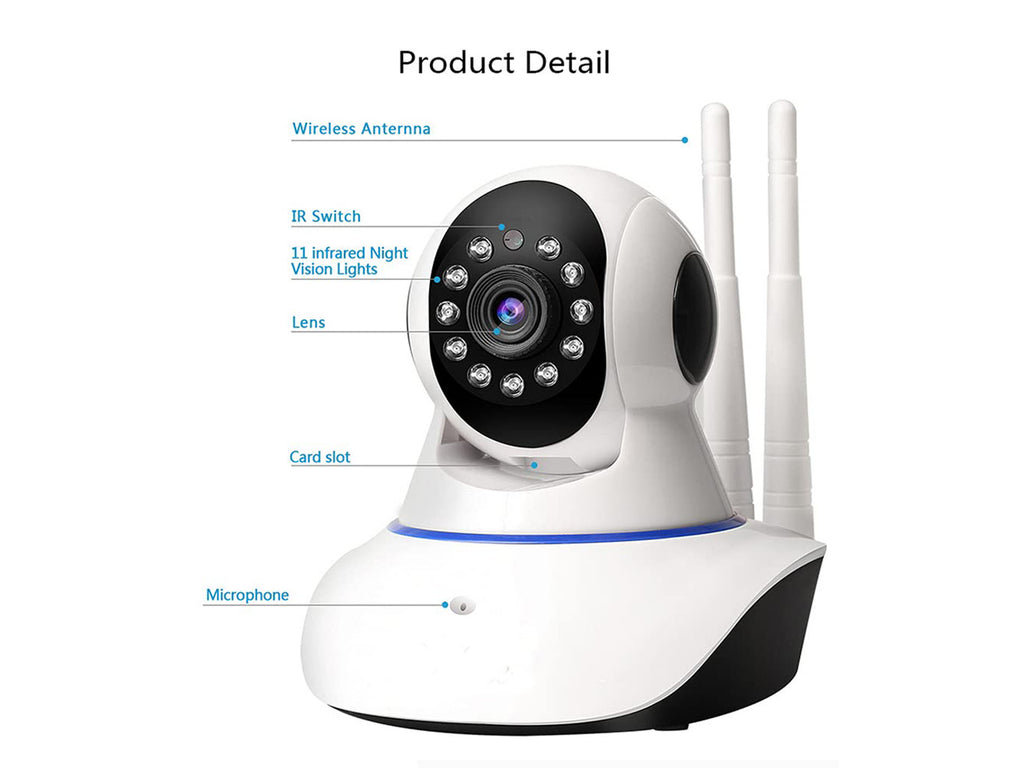 Ibotz {Upgraded} Double Antenna l HD Smart WiFi Wireless IP CCTV Security Camera | Night Vision | 2-Way Audio | Support 64 GB Micro SD Card Slot(DA-Camera)